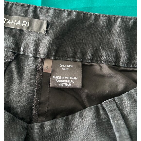 Tahari Black Pleated Linen Pants Sz 6 - Picture 5 of 8